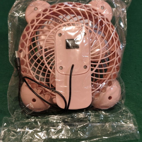 Portable USB desk fan, pink with bear ears
