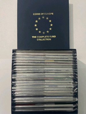 Collectible box with 22 plexiglass coin cases, new