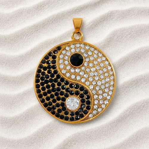 Pendant with Venetian chain made of stainless steel and crystals new