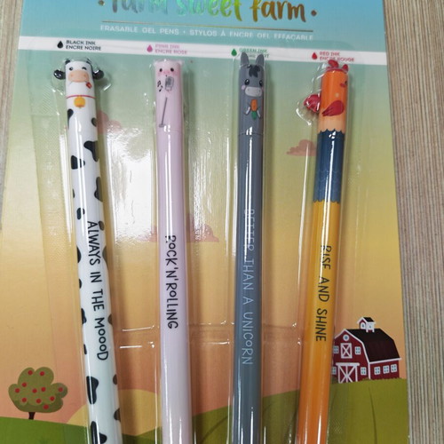 Legami Farm erasable pen set of 4 new
