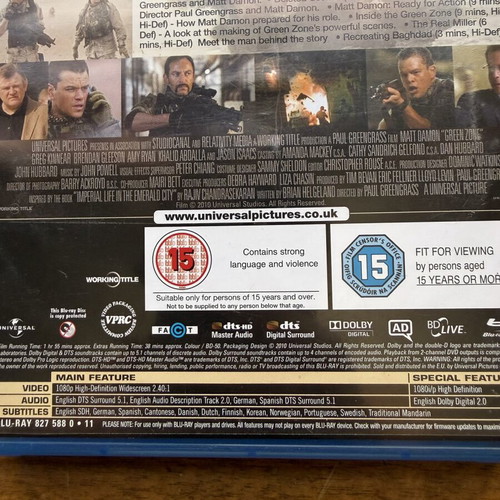 Green Zone Blu-ray like new with English subtitles