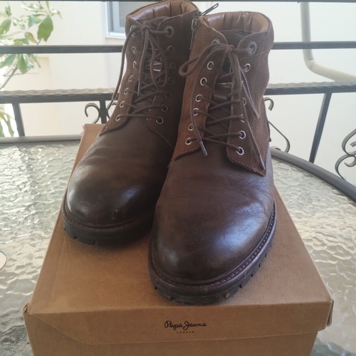 Pepe Jeans leather casual shoes size 43, brown