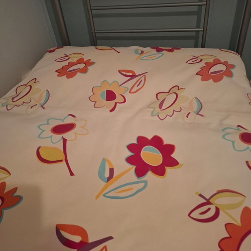 Set of 2 single metal beds with headboards and mattresses