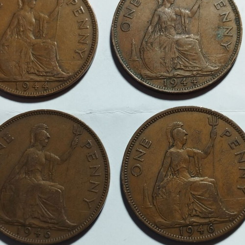 One Penny Coins Great Britain lot of 16 like new 1937-1948