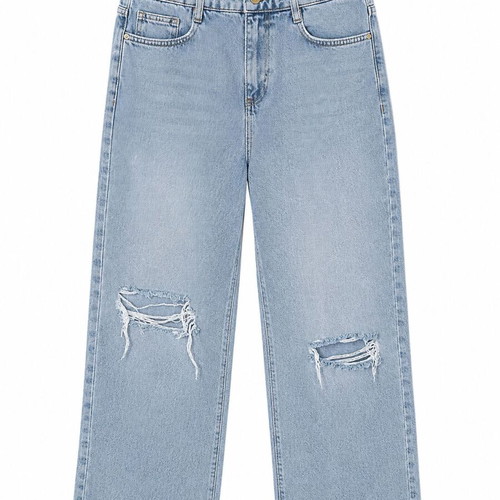 Zara light wash distressed straight leg jeans, size 36