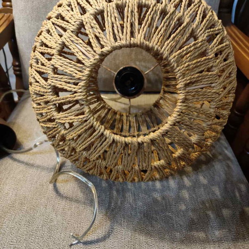 Gallis Indi hanging lamps brown with rope like new, set of 2, 30 cm diameter