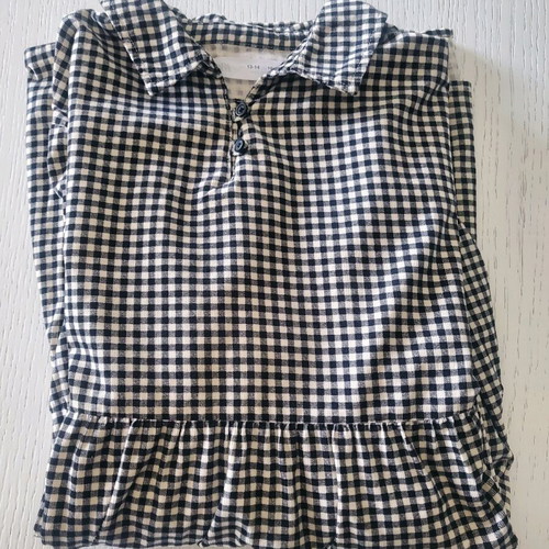Zara black and white corduroy check dress 13-14 years like new