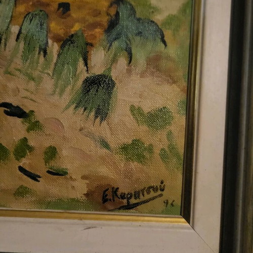 Set of 2 oil paintings by E. Karatsou used, 1992