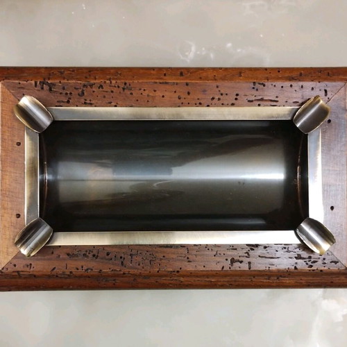 Handmade Ashtray from Tin and Wood