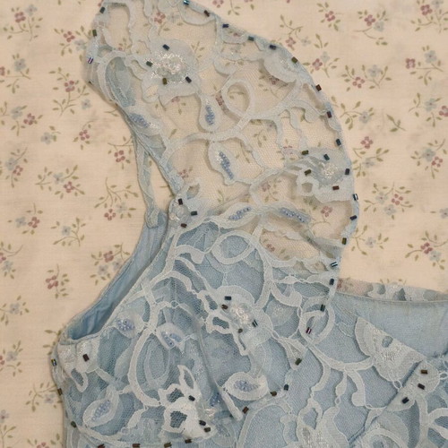 Charly blue set with lace and embroidered designs like new