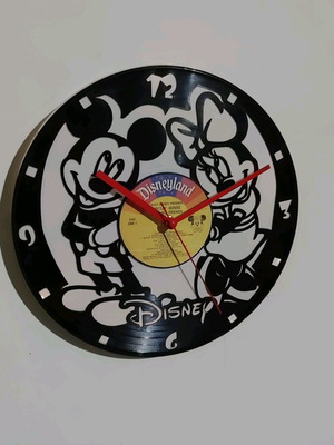 Wall clock from 12" vinyl record new Mickey Mouse and Friends