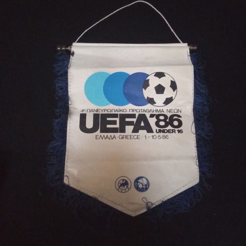 Uefa 86 1986 banner used, European Under 16 football