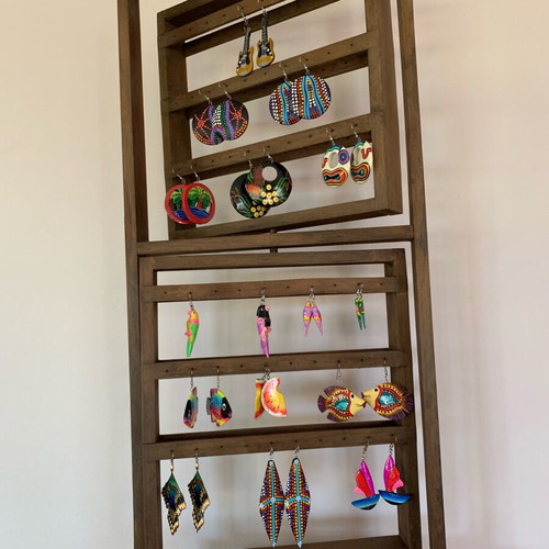 Wooden jewelry earring display stand new, rotating, large