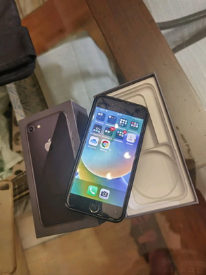iPhone 8 64GB used with new battery and speaker, no charger, with case