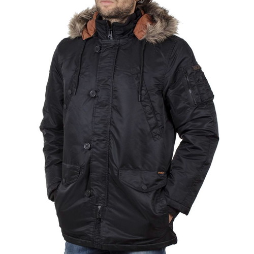 Double men's parka jacket black like new, size S
