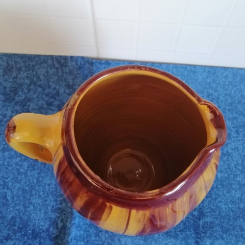 Clay wine jug vintage handmade glazed ceramic