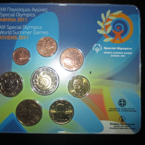 Official Euro 2011 set used, Paralympic Games, commemorative 2 euro