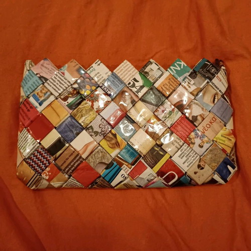 Handmade bag from recycled paper like new