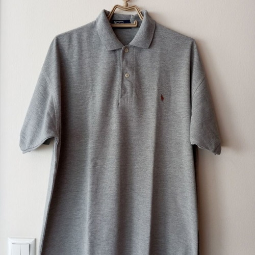 Grey polo-style shirt XL, men's cotton piqué