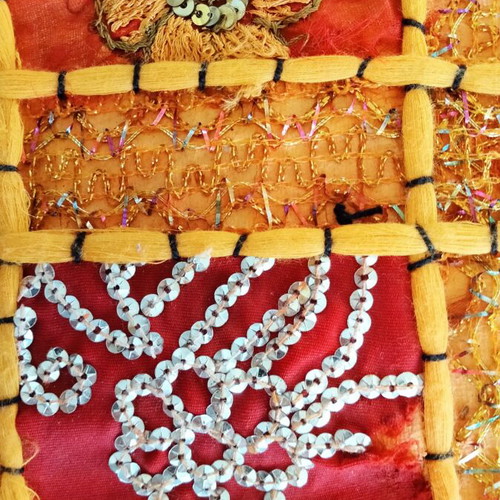 Indian Patchwork Set of 3: Large Table Runner 150x48 & 2 Cushions 42x42