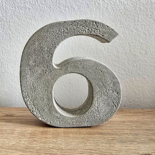 Handmade concrete number 6