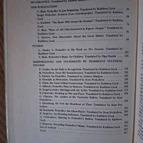Sergei Prokofiev Materials Articles Interviews book like new, English