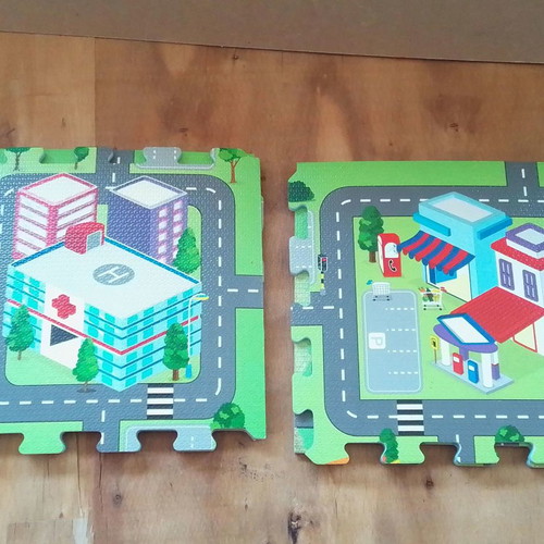 Children's floor puzzle used Road Track with 9 squares 30x30
