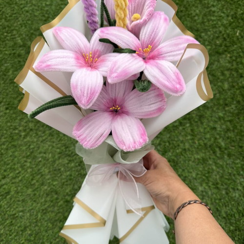 Handmade chenille flower bouquet