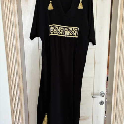 Kaftani black dress with gold embroidery like new