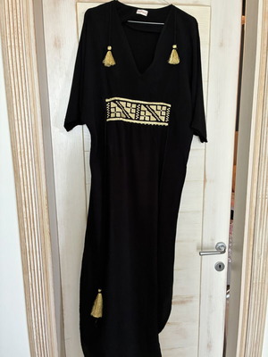 Kaftani black dress with gold embroidery like new