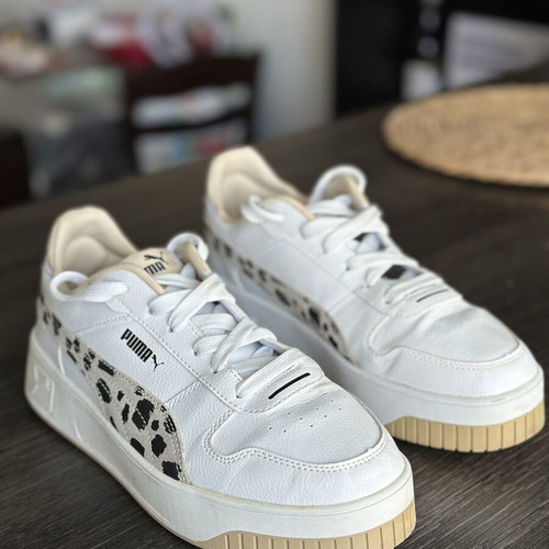 PUMA women's sneakers, size 40 EU, white with leopard print