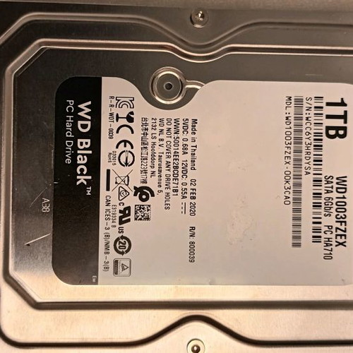 WD Black hard drive 1TB 3.5" SATAIII used