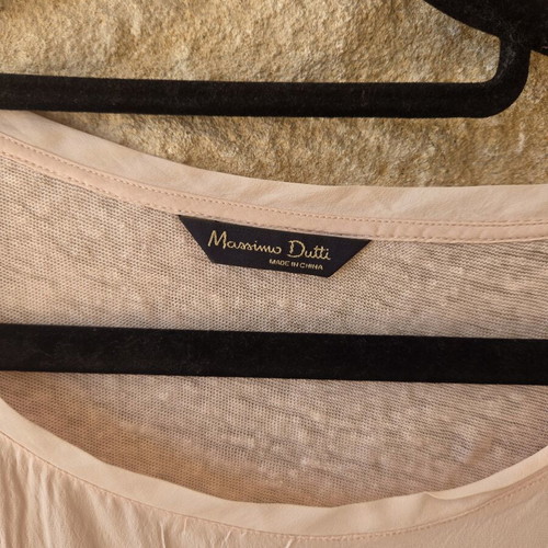 Massimo Dutti Ruffle Pleated Silk Linen Blend Top like new, pink