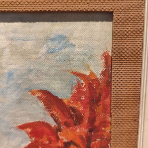 Oil painting used 1955 by V. Chortaridis, floral theme