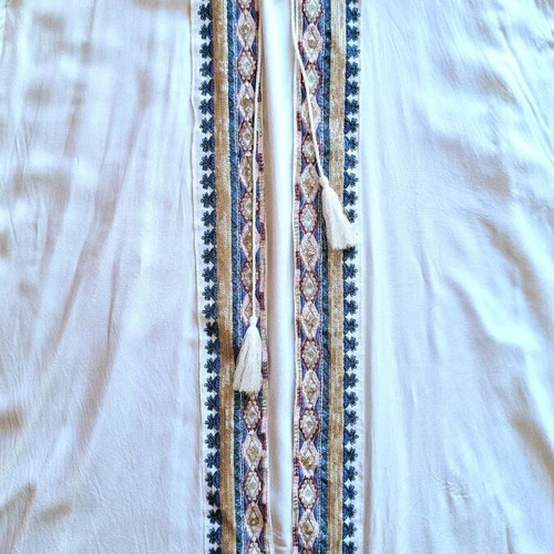 Achilleas Caftani like new, cotton with sequins and fringes