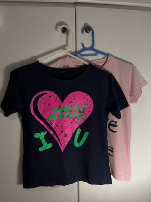 Set of 2 used cotton blouses, blue and pink, size S