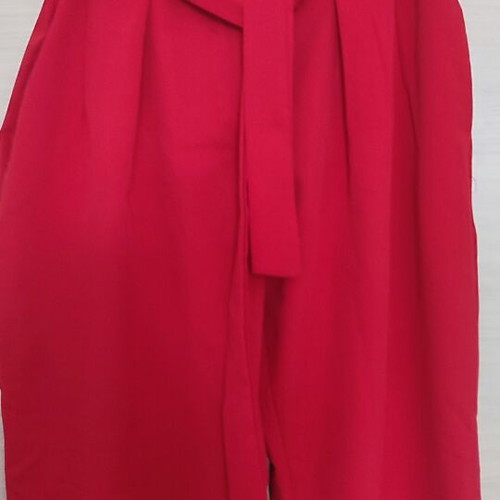 High-waisted pants with belt, like new, red, size M