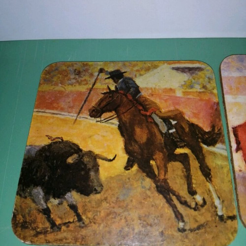 Coaster set with Spanish bullfighting theme like new