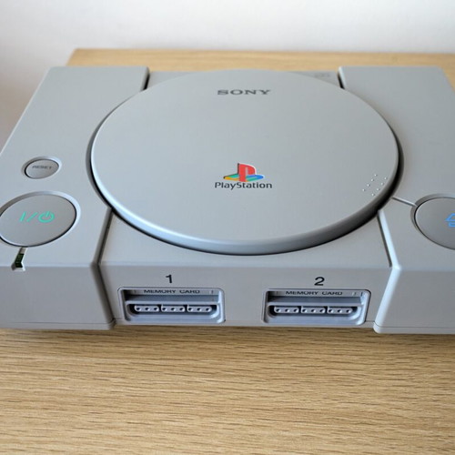 Sony PlayStation 1 SCPH-7002 Fat console used with 2 controllers and memory card