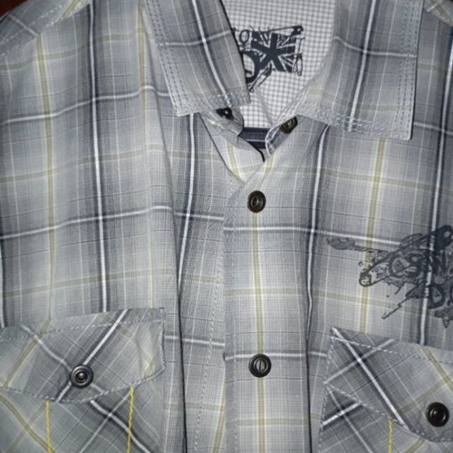 Celio men's dress shirt like new, white and gray, size L