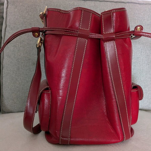 Lancel Elsa Sellier red leather shoulder handbag used