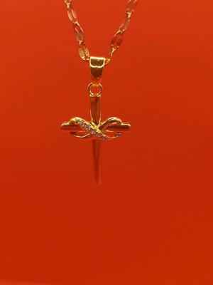 Women's necklace chain with gold-plated cross new