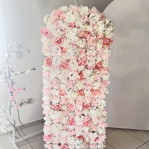 Arch with artificial flowers 60 x 150 cm new, white and pink