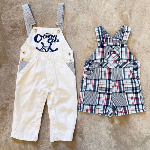 Little me overalls like new, set of 2, nautical style, cotton