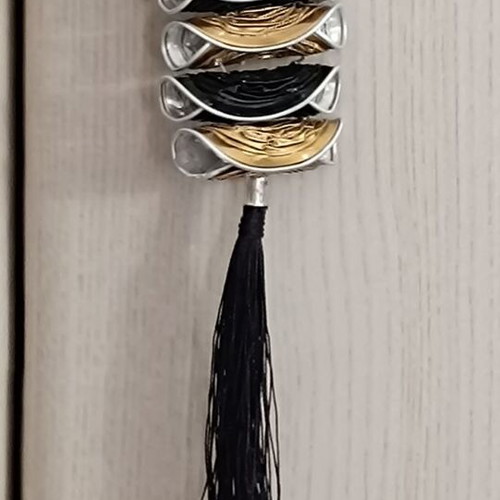 Long Double-Sided Necklace new, black and gold