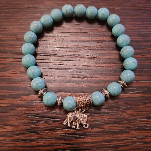 Bracelet with turquoise and elephant new