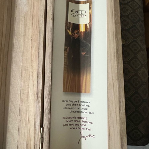 Grappa Poli Barrique 2000 vintage sealed with wooden case