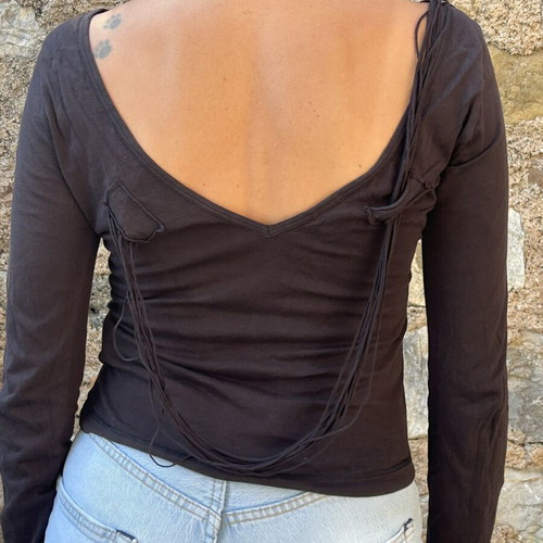 Y2K Diesel black blouse with open back and cords used