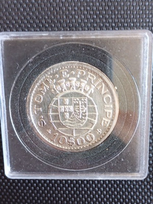 Silver Coin 10 Escudos 1951 from Sao Tome and Principe like new