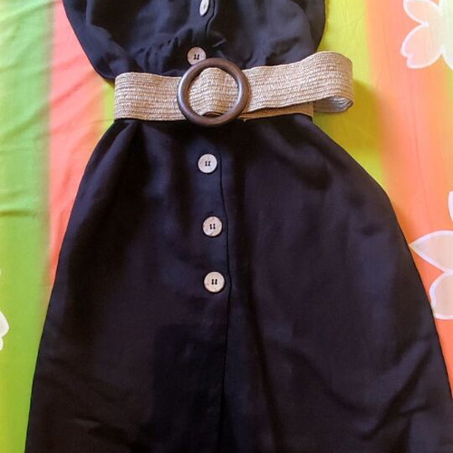 Black linen blend dress River Island like new, size S/M